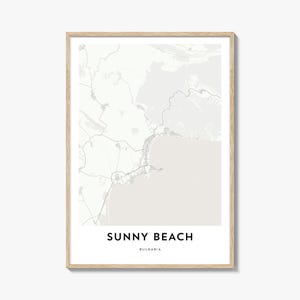 Impression de carte de Sunny Beach, cadeau de carte de Sunny Beach, affiche de Sunny Beach, oeuvre d'art de plan de la ville pour la maison et le bureau, Bulgarie