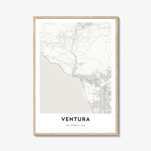 Map of Ventura Print, Ventura Map Gift, Ventura Poster, City Map Artwork for Home & Office, California