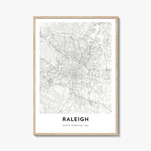 Map of Raleigh Print, Raleigh Map Gift, Raleigh Poster, City Map Artwork for Home & Office, North Carolina