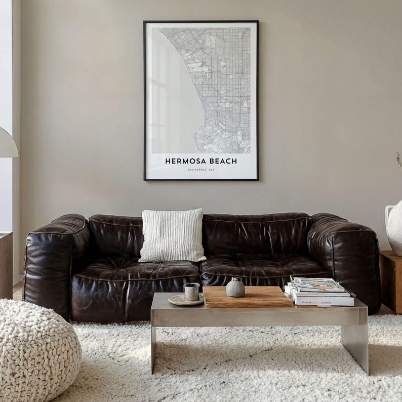 Hermosa Beach Map Poster Print, LA Wall Art, California Decor, USA City ...