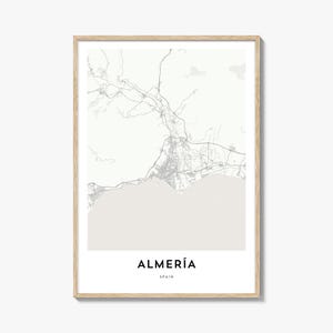 Almeria Karte Print, Almeria Karte Geschenk, Almeria Poster, Stadt Karte Kunstwerk für Zuhause & für das Büro, Spanien