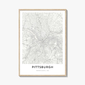 Map of Pittsburgh Print, Pittsburgh Map Gift, Pittsburgh Poster, City Map Artwork for Home & Office, Pennsylvania