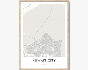 Impresión del mapa de la ciudad de Kuwait, regalo del mapa de la ciudad de Kuwait, póster de la ciudad de Kuwait, obra de arte del mapa de la ciudad para el hogar y la oficina, Kuwait