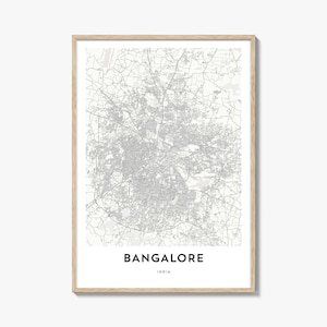 Map of Bangalore Print, Bangalore Map Gift, Bangalore Poster, City Map Artwork for Home & Office, India
