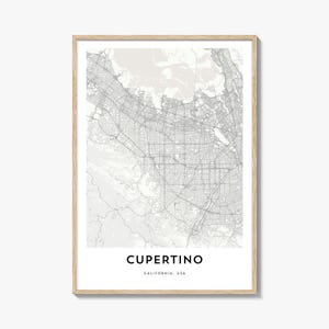 Map of Cupertino Print, Cupertino Map Gift, Cupertino Poster, City Map Artwork for Home & Office, California