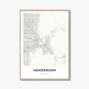Impression de carte d'Henderson, cadeau de carte d'Henderson, affiche d'Henderson, oeuvre d'art de plan de la ville pour la maison et le bureau, Nevada