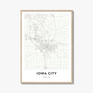 Map of Iowa City Print, Iowa City Map Gift, Iowa City Poster, City Map Artwork for Home & Office, Iowa