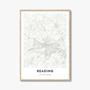 Impresión del mapa de Reading, Reino Unido, regalo del mapa de Reading, póster de Reading, obra de arte del mapa de la ciudad para el hogar y la oficina