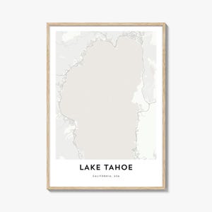 Impresión del mapa del lago Tahoe, regalo del mapa del lago Tahoe, póster del lago Tahoe, obra de arte del mapa de la ciudad para el hogar y la oficina, California