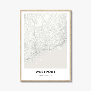 Map of Westport Print, Westport Map Gift, Westport Poster, City Map Artwork for Home & Office, Connecticut