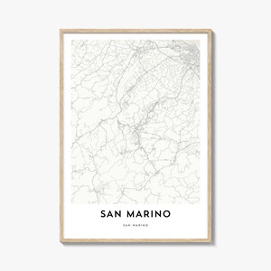 Map of San Marino Print, San Marino Map Gift, San Marino Poster, City Map Artwork for Home & Office, San Marino