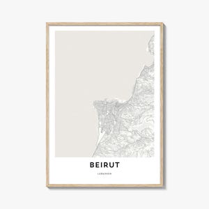 Beirut Map Print: Lebanon City Map, Home & Office Art