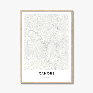Kaart van Cahors, cadeau Cahors-kaart, Cahors-poster, kunstwerk stadsplattegrond voor thuis en op kantoor, Frankrijk