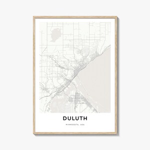 Mapa de Duluth Impressão, Presente de Mapa de Duluth, Pôster de Duluth, Arte de Mapa da Cidade para Casa e Escritório, Minnesota