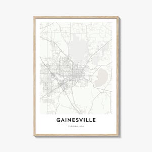Karte von Gainesville Poster, Gainesville Karte Geschenk, Gainesville Poster, Stadt Karte Kunstwerk für Zuhause & für das Büro, Florida