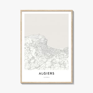 Algiers City Map Print: Algeria Travel Poster