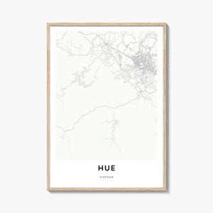 Hue Map Poster Print, Vietnam Wall Art, Thua Thien Hue Decor, Perfume River City