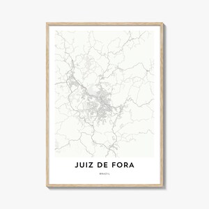 Impresión de mapa de Juiz De Fora, regalo de mapa de Juiz De Fora, cartel de Juiz De Fora, obra de arte del mapa de la ciudad para el hogar y la oficina, Brasil