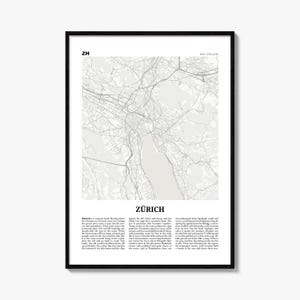 Zurich Poster, Newspaper Map Print, Switzerland Wall Art