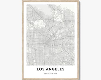 Map of Los Angeles Print, Los Angeles Map Gift, Los Angeles Poster, City Map Artwork for Home & Office, California