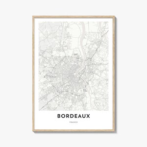 Bordeaux Karte Print, Bordeaux Karte Geschenk, Bordeaux Poster, Stadt Karte Kunstwerk für Zuhause & für Zuhause, Büro, Frankreich