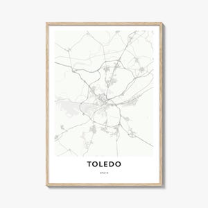 Impresión de mapa de Toledo, España, regalo de mapa de Toledo, póster de Toledo, obra de arte de mapa de la ciudad para el hogar y la oficina,