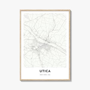 Impression de carte d'Utique, cadeau de carte d'Utique, affiche d'Utique, oeuvre d'art de plan de la ville pour la maison et le bureau, New York