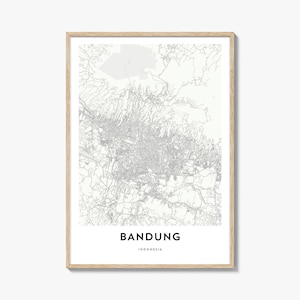 Map of Bandung Print, Bandung Map Gift, Bandung Poster, City Map Artwork for Home & Office, Indonesia