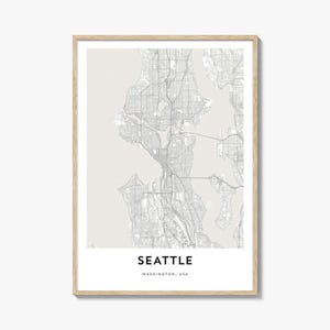 Map of Seattle Print, Seattle Map Gift, Seattle Poster, City Map Artwork for Home & Office, Washington