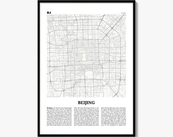 Stadtplan von Peking, Zeitungsposter, Wanddekoration für Städtereisen