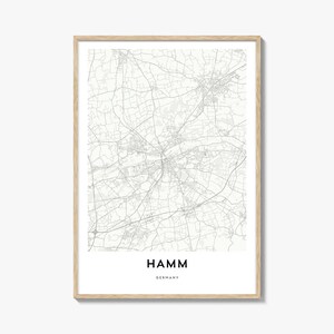 Mapa de Hamm Impressão, Mapa de Hamm Presente, Pôster de Hamm, Arte de Mapa da Cidade para Casa e Escritório, Alemanha