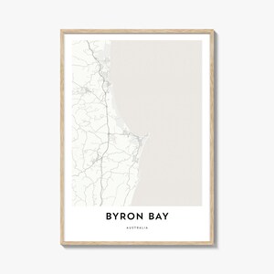 Karte von Byron Bay Print, Byron Bay Karte Geschenk, Byron Bay Poster, Stadt Karte Kunstwerk für Zuhause & für das Büro, Australien