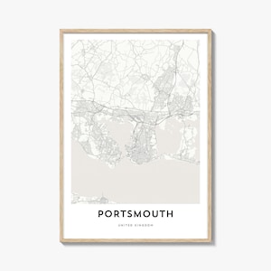 Map of Portsmouth United Kingdom Print, Portsmouth Map Gift, Portsmouth Poster, City Map Artwork for Home & Office,