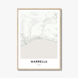 Karte von Marbella Print, Marbella Karte Geschenk, Marbella Poster, Stadt Karte Kunstwerk für Zuhause & für das Büro, Spanien