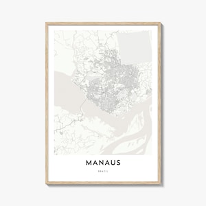 Impresión del mapa de Manaus, regalo del mapa de Manaus, póster de Manaus, obra de arte del mapa de la ciudad para el hogar y la oficina, Brasil