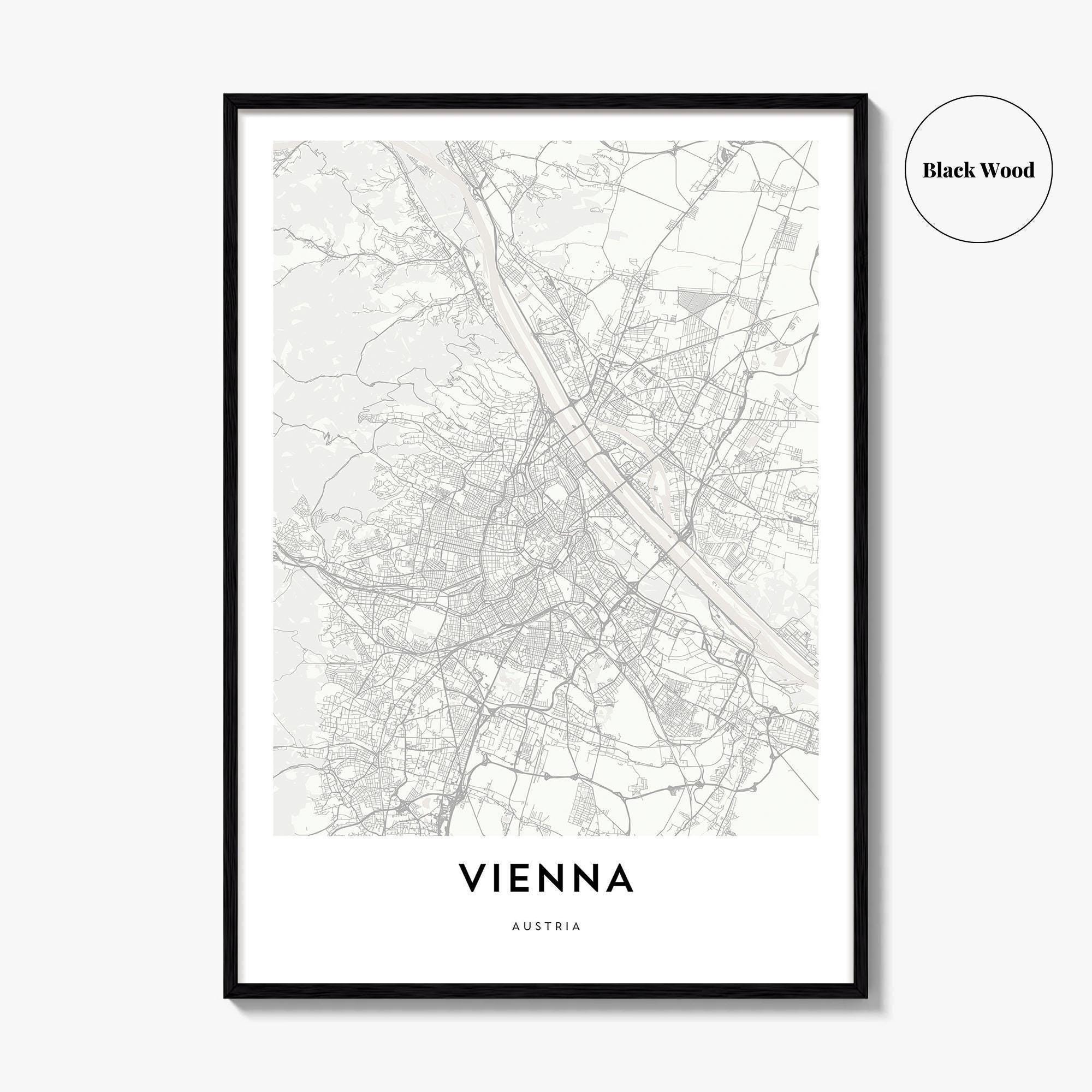 Vienna Map Poster Print, Wien Wall Art, Austria Decor, Danube City