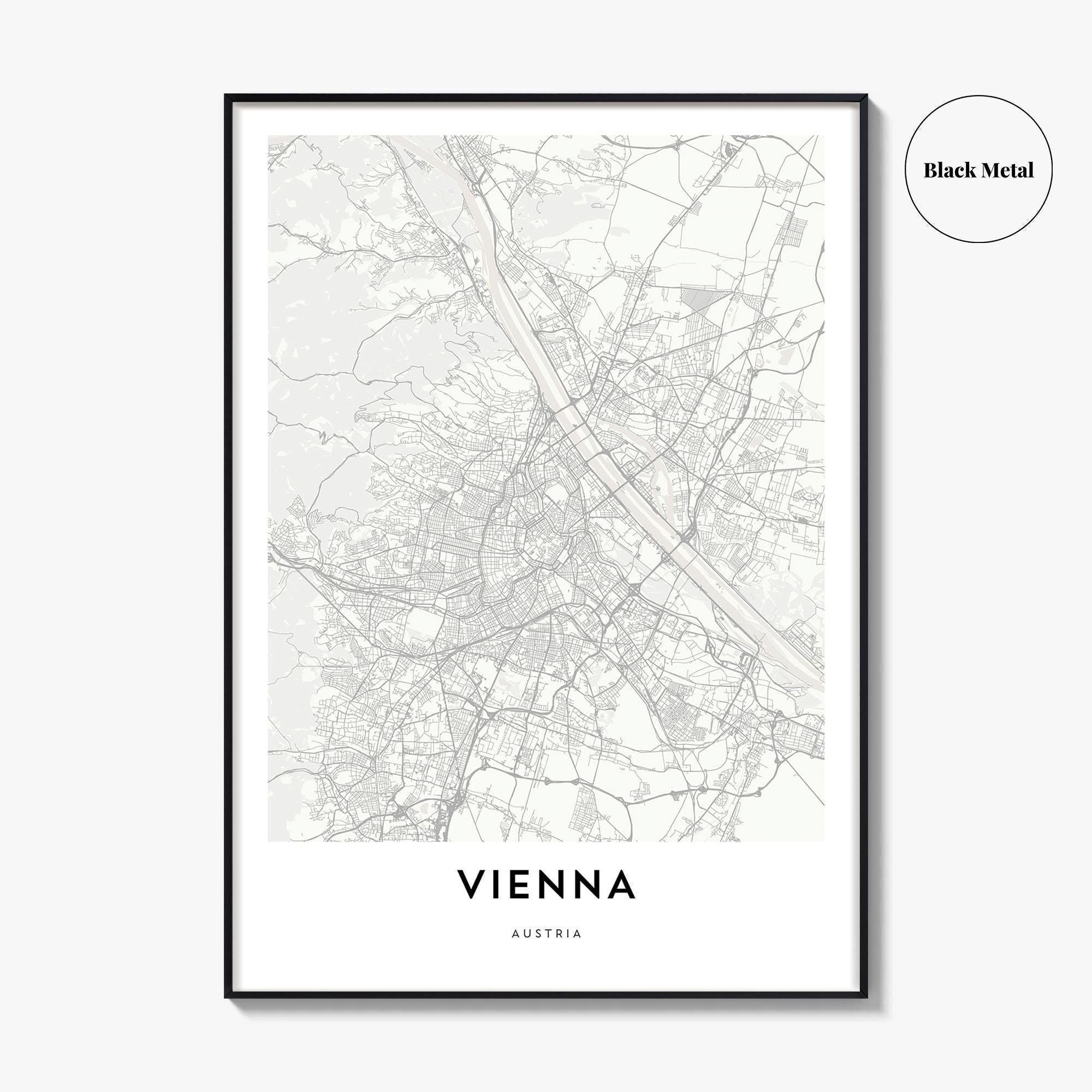Vienna Map Poster Print, Wien Wall Art, Austria Decor, Danube City