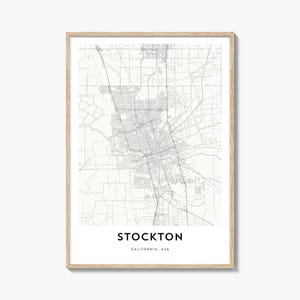 Map of Stockton Print, Stockton Map Gift, Stockton Poster, City Map Artwork for Home & Office, California