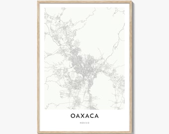 Oaxaca Map Poster Print, Mexico Wall Art, Oaxaca Decor, City Street Artwork