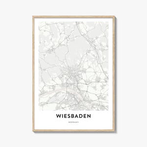 Mapa de Wiesbaden Impressão, Mapa de Wiesbaden Presente, Pôster de Wiesbaden, Arte de Mapa da Cidade para Casa e Escritório, Alemanha