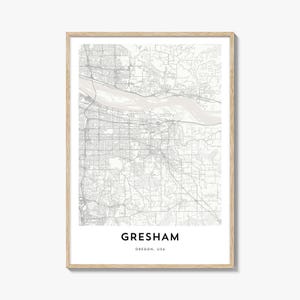 Gresham Oregon Map Print: Stadtbild Home & Office Kunst
