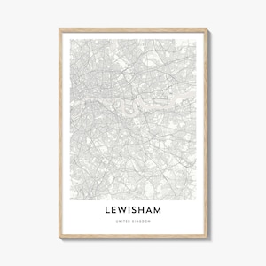 Mapa de Lewisham Impressão, Mapa de Lewisham Presente, Cartaz de Lewisham, Mapa da Cidade Arte para Casa e Escritório, Reino Unido