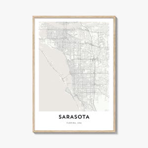 Map of Sarasota Print, Sarasota Map Gift, Sarasota Poster, City Map Artwork for Home & Office, Florida