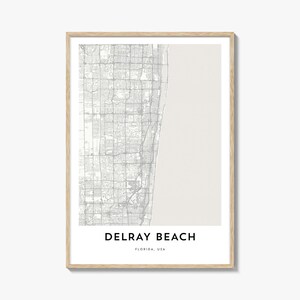 Impression de carte de Delray Beach, cadeau de carte de Delray Beach, affiche de Delray Beach, oeuvre d'art de plan de la ville pour la maison et le bureau, Floride