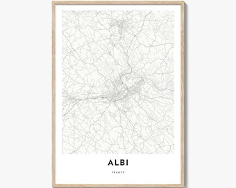 Map of Albi Print, Albi Map Gift, Albi Poster, City Map Artwork for Home & Office, France