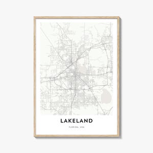 Map of Lakeland Print, Lakeland Map Gift, Lakeland Poster, City Map Artwork for Home & Office, Florida