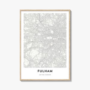 Map of Fulham Print, Fulham Map Gift, Fulham Poster, City Map Artwork for Home & Office, United Kingdom