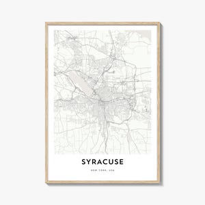 Impression de carte de Syracuse New York, cadeau de carte de Syracuse, affiche de Syracuse, oeuvre d'art de plan de la ville pour la maison et le bureau,