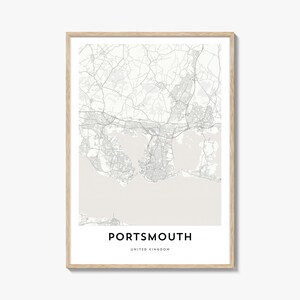 Karte von Portsmouth Vereinigtes Königreich Print, Portsmouth Karte Geschenk, Portsmouth Poster, Stadt Karte Kunstwerk für Zuhause & für das Büro,