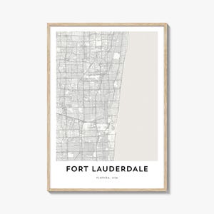 Kaart van Fort Lauderdale print, Fort Lauderdale kaart cadeau, Fort Lauderdale poster, stadsplattegrond kunstwerk voor thuis en op kantoor, Florida